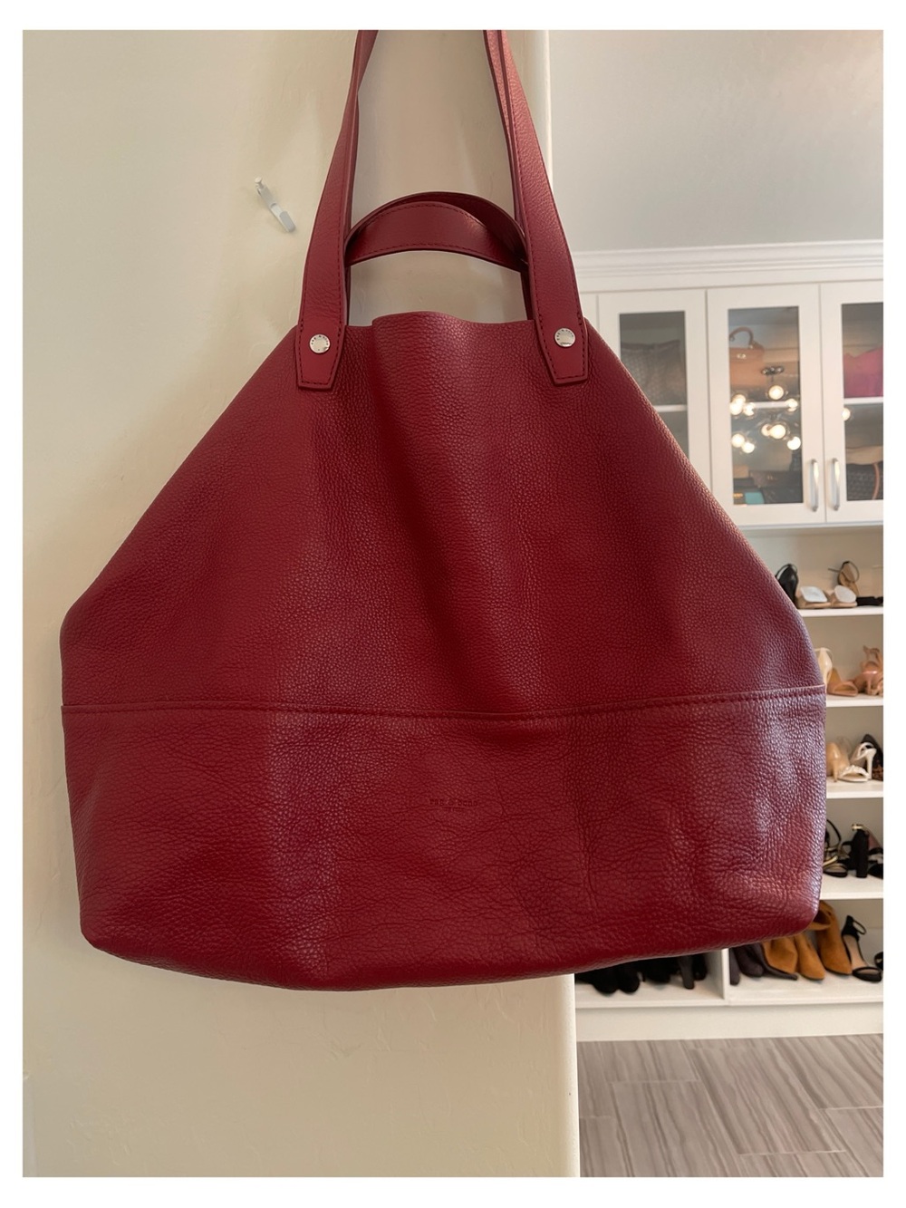 rag & bone Deep Red Pebbled Leather Tote